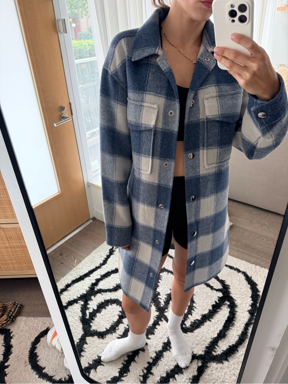 Rails Blue & Cream Plaid Shacket Coat